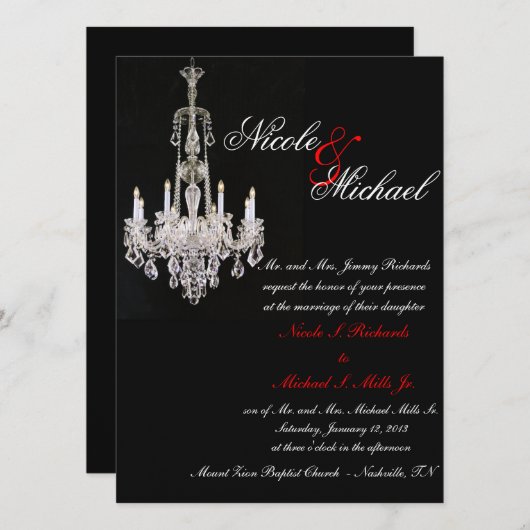 Crystal Chandelier- Uitnodigingen (Voorkant / Achterkant)