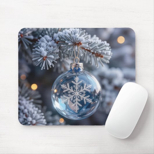Crystal Christmas Snowflake Ornament Muismat (Met muis)