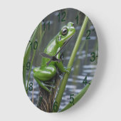 Crystal Clarity: Green Glass Frog op River Reeds Grote Klok (Hoek)