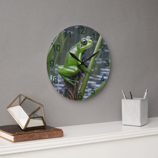 Crystal Clarity: Green Glass Frog op River Reeds Grote Klok (Kantoor)