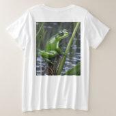 Crystal Clarity: Green Glass Frog op River Reeds Grote Maat T-shirt (Design achterkant)