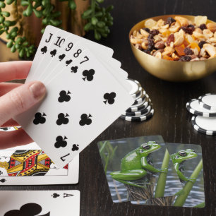 Crystal Clarity: Green Glass Frog op River Reeds Pokerkaarten