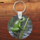 Crystal Clarity: Green Glass Frog op River Reeds Sleutelhanger (Achterkant)