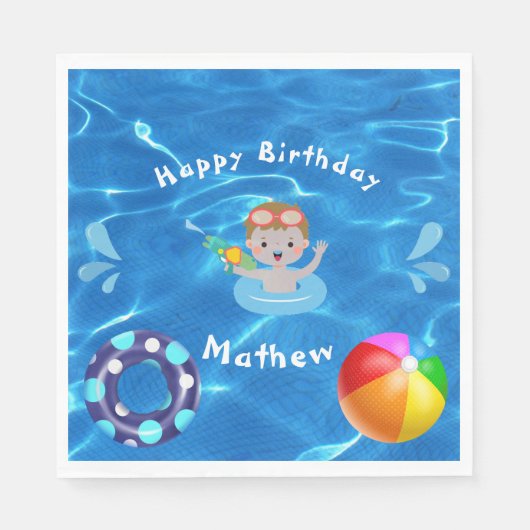 Crystal Clear Blauw Water Pool Party Servet (Voorkant)