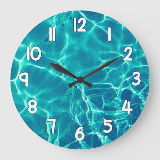 Crystal Clear Blue Water Wall Clock Nature Decor Grote Klok (Voorkant)