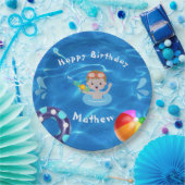 Crystal Clear Happy Birthday Pool Party Papieren Bordje (Feest)