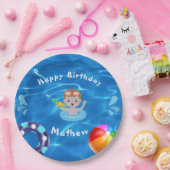 Crystal Clear Happy Birthday Pool Party Papieren Bordje (Feest)