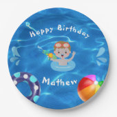 Crystal Clear Happy Birthday Pool Party Papieren Bordje (Voorkant)