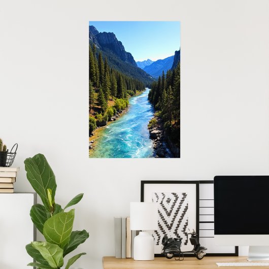 Crystal Clear Mountain River Poster (Thuiskantoor)