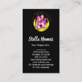  Crystal Cluster Gold Crescent Moon Mystic  Visitekaartje (Achterkant)