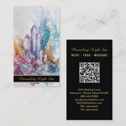 *~* Crystal Cluster Rainbow AP90 Artsy Drip QR Visitekaartje (Voorkant / Achterkant)