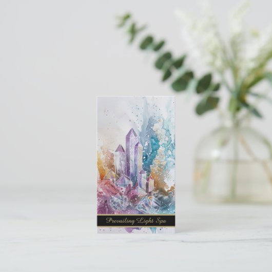 *~* Crystal Cluster Rainbow AP90 Artsy Drip QR Visitekaartje (Staand voorkant)