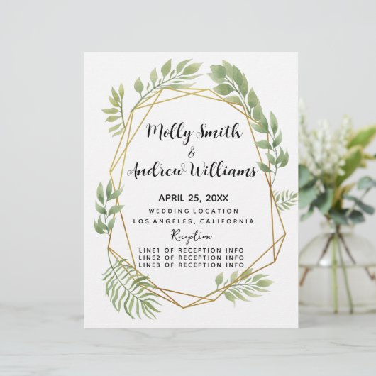 crystal Country bruiloft greenery bruiloft Invite (Staand voorkant)