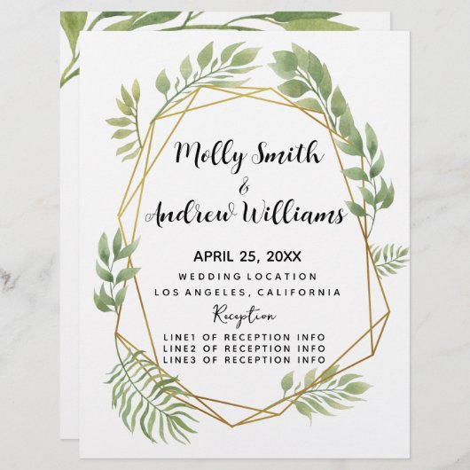 crystal Country bruiloft greenery bruiloft Invite (Voorkant / Achterkant)