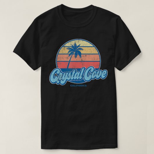 Crystal Cove California CA 70s Retro Surf T-shirt (Design voorkant)