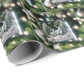 Crystal Deer Ornament op Pine Tree Cadeaupapier (Rol Hoek)