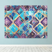 Crystal Diamonds abstract kunstcanvas Canvas Afdruk (Insitu (Houten vloer))