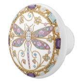 Crystal Dragonfly with faux 2D graphic gemstones Keramische Knop (Rechts)