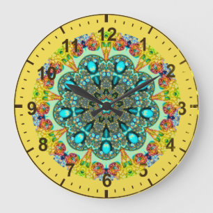 ~ Crystal en Turquoise Fractal ~ Grote Klok