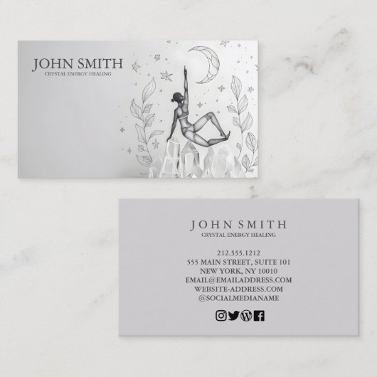 Crystal Energy Healer Chakra Spirituele meditatie Visitekaartje (Voorkant / Achterkant)
