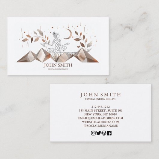Crystal Energy Healer Chakra Spirituele meditatie Visitekaartje (Voorkant / Achterkant)
