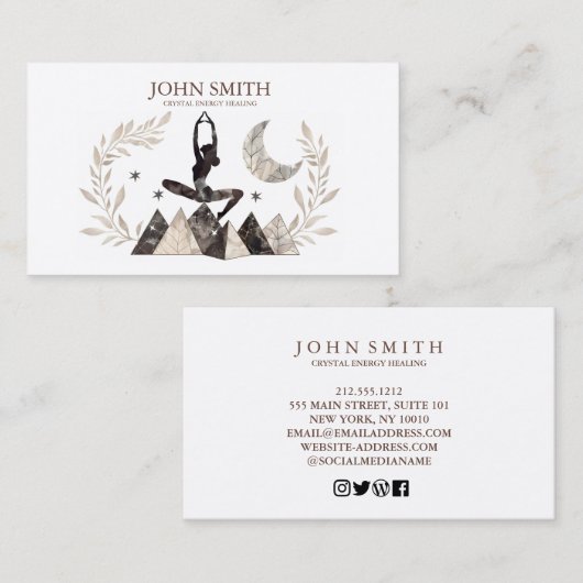Crystal Energy Healer Chakra Spirituele meditatie Visitekaartje (Voorkant / Achterkant)