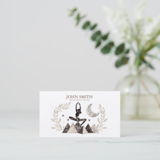 Crystal Energy Healer Chakra Spirituele meditatie Visitekaartje (Staand voorkant)