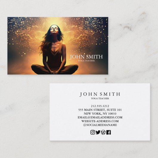 Crystal Energy Healer Chakra Spirituele meditatie Visitekaartje (Voorkant / Achterkant)