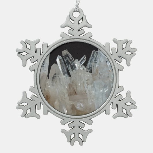 Crystal Energy Quartz-cluster Tin Sneeuwvlok Ornament (Voorkant)