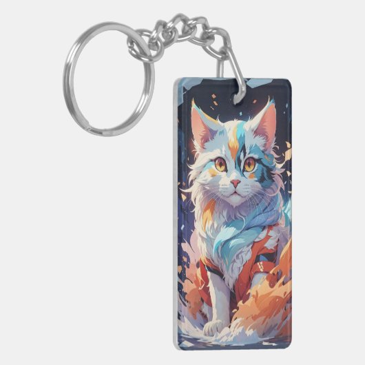 Crystal Fantasy Kat Kunstwerk Sleutelhanger (Voorkant Links)