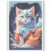 Crystal Fantasy Kat Kunstwerk Sticker (Voorkant)