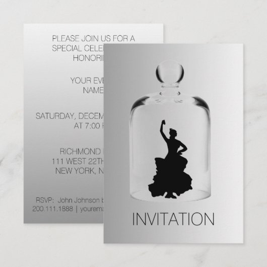 Crystal Flamenco Night Club Party Vip Uitnodiging (Voorkant / Achterkant)