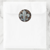 CRYSTAL FLEUR DE LIS OP LUIPAARD RANDPRINT RONDE STICKER (Tas)