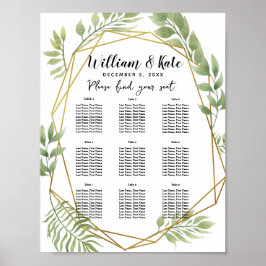 crystal Foliage greenery Table plan party/bruiloft Poster