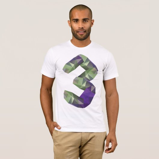 Crystal Font Number 3 Mannen T-Shirt (Voorkant volledig)