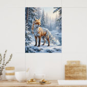 Crystal Fox Winter Pines Poster (Keuken)