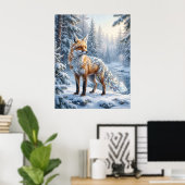 Crystal Fox Winter Pines Poster (Thuiskantoor)