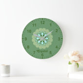 CRYSTAL~ Fractal Pattern Green Shades ~ Grote Klok (Huis)