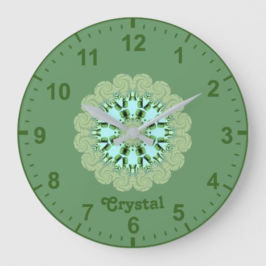 CRYSTAL~ Fractal Pattern Green Shades ~ Grote Klok (Voorkant)