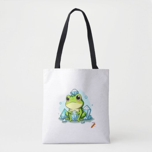 Crystal Frog Canvas tas: Schattigee kikker met kri Tote Bag (Voorkant)