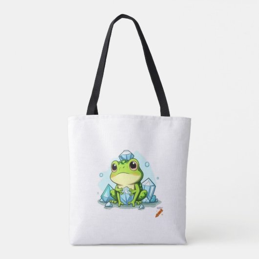 Crystal Frog Canvas tas: Schattigee kikker met kri Tote Bag (Achterkant)
