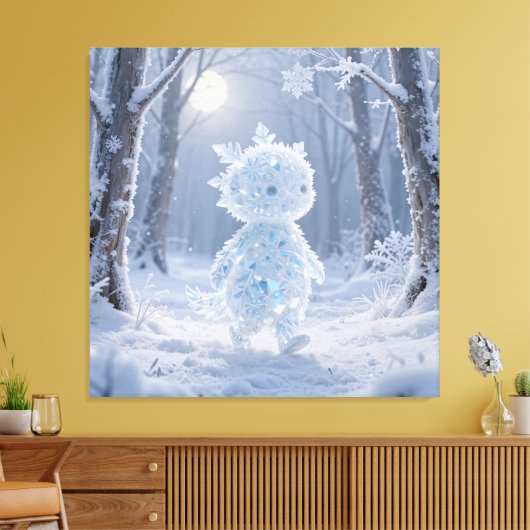 Crystal Frost Man Under the Winter Moon Canvas Afdruk (Insitu (Woonkamer))