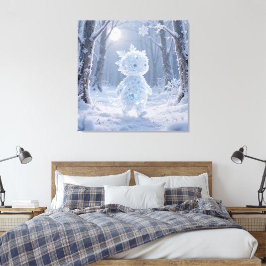 Crystal Frost Man Under the Winter Moon Canvas Afdruk (Insitu (Slaapkamer))