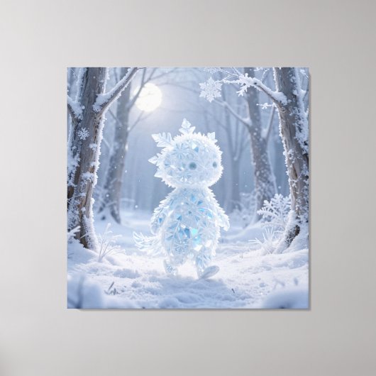 Crystal Frost Man Under the Winter Moon Canvas Afdruk (Voorkant)