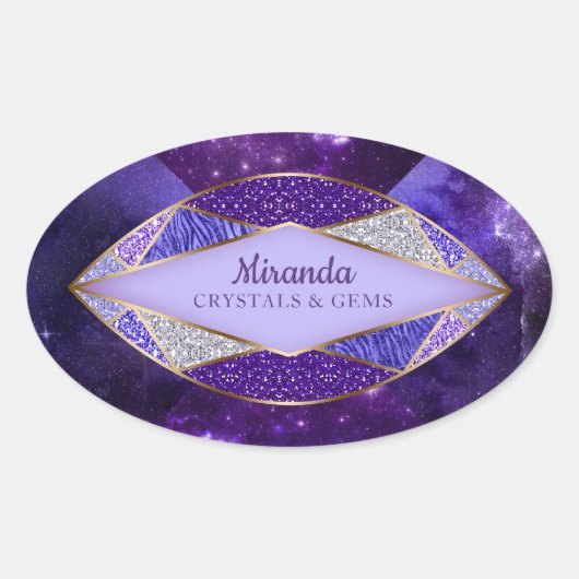 Crystal Gem Stone Star Galaxy Oval Sticker 2 (Voorkant)