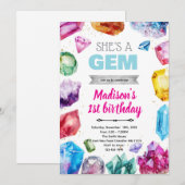 Crystal Gemstone Birthday Invitation Kaart (Voorkant / Achterkant)