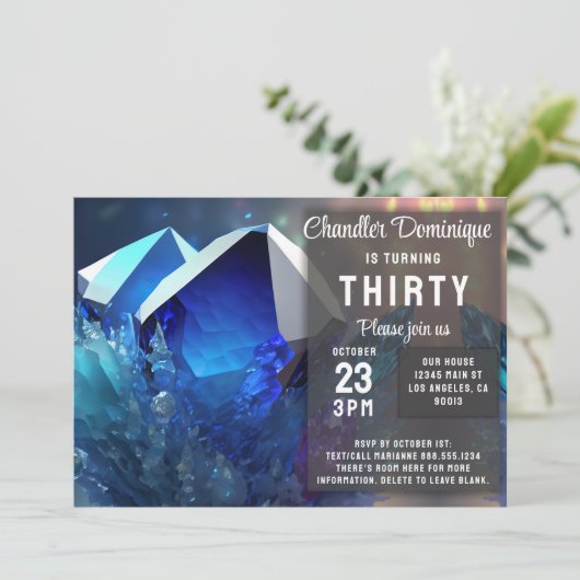 Crystal Gemstone September Virgo Sapphire Verjaard Kaart (Staand voorkant)