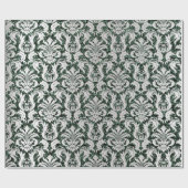 Crystal Glitter Cali Groen Grijs Zilver Damask Cadeaupapier (Vlak)