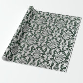 Crystal Glitter Cali Groen Grijs Zilver Damask Cadeaupapier (Uitgerold)