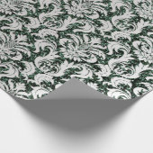 Crystal Glitter Cali Groen Grijs Zilver Damask Cadeaupapier (Hoek)